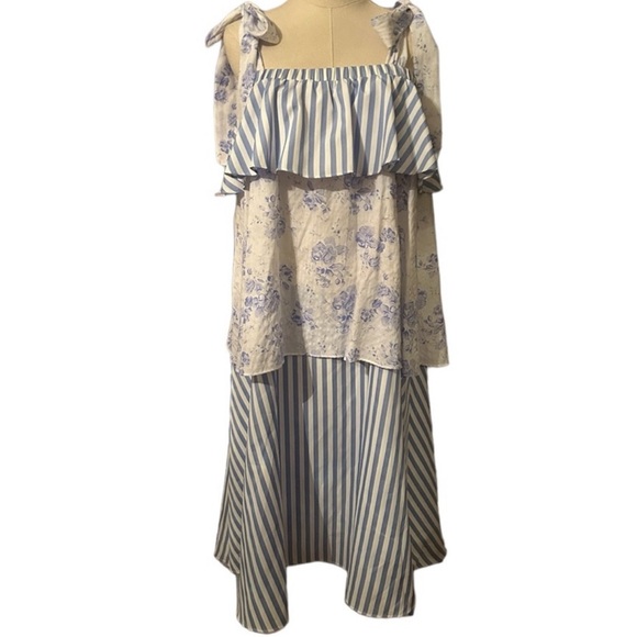 English Factory Dresses & Skirts - NEW English Factory Blue and White Mixed Pattern Midi Dress